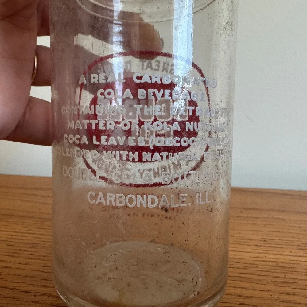 Vintage Double Cola Soda‎ Bottle Mighty Flavor Carbondale Illinois Glass 12oz